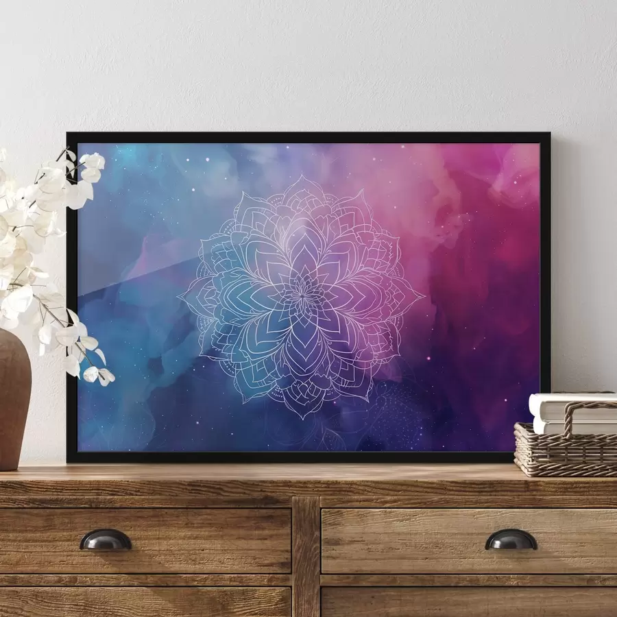 Fototapeedid Valge jooneline joonistus lillest värvilisel taustal f38532