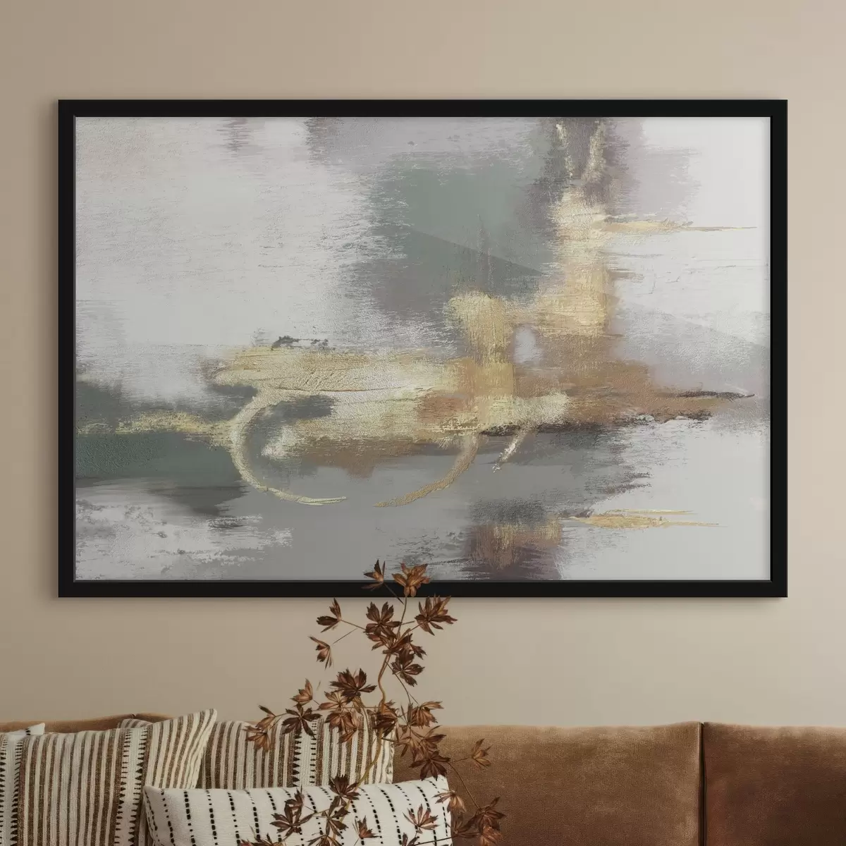 Plakat Tekstuurne hall abstraktsioon koos heledate aktsentidega f39106