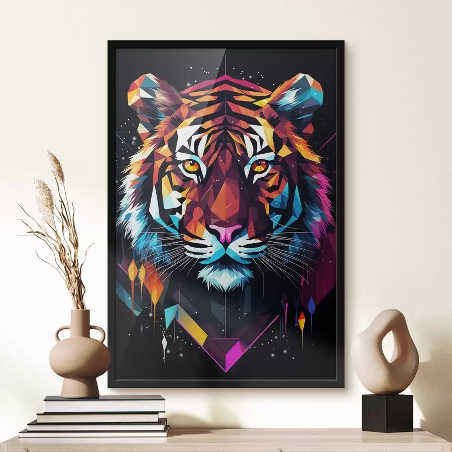 Fototapeedid Värviline tiiger valgete viskidega f36666