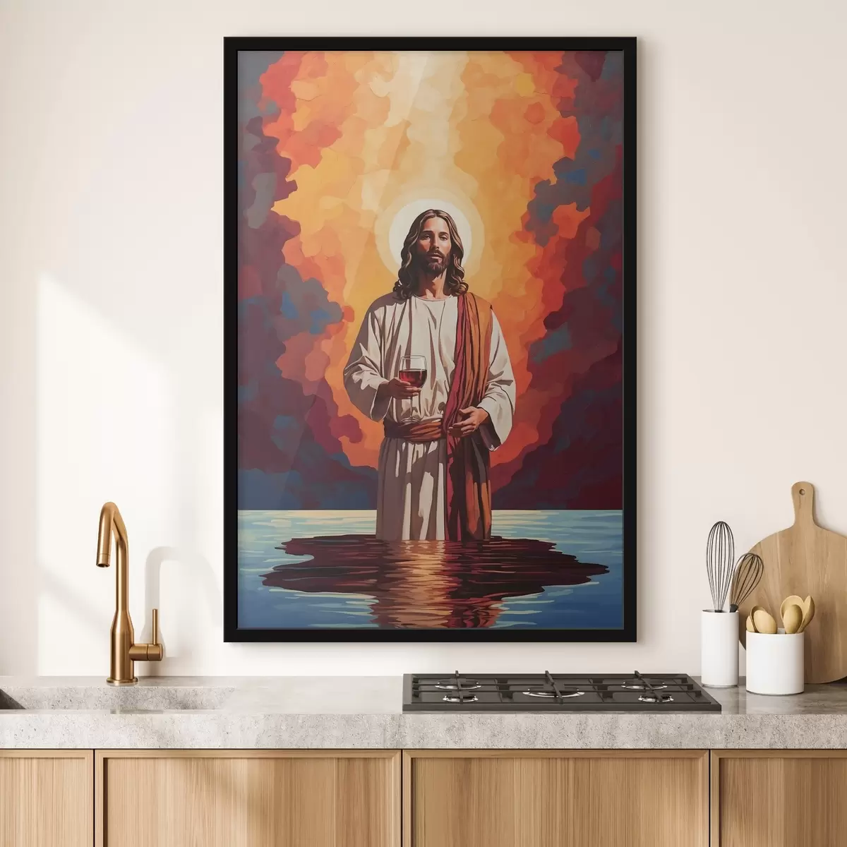 Plakat Pilt mehest, kes hoiab käes klaasi veini f38125