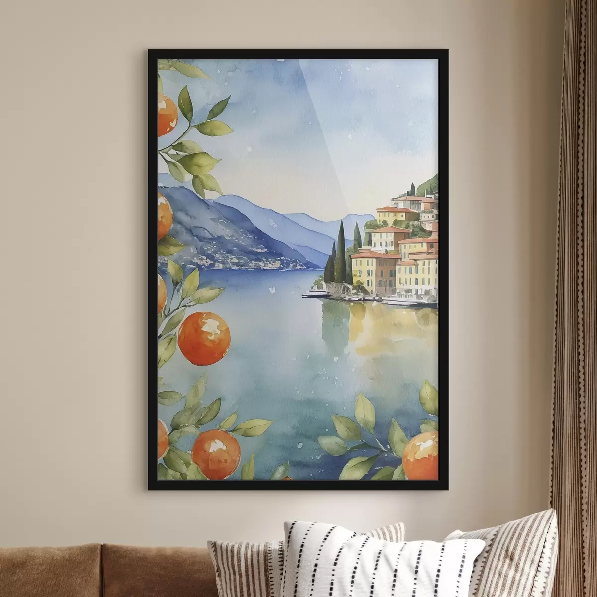 Plakat Akvarell, mis kujutab linna veehoidla serval f38402