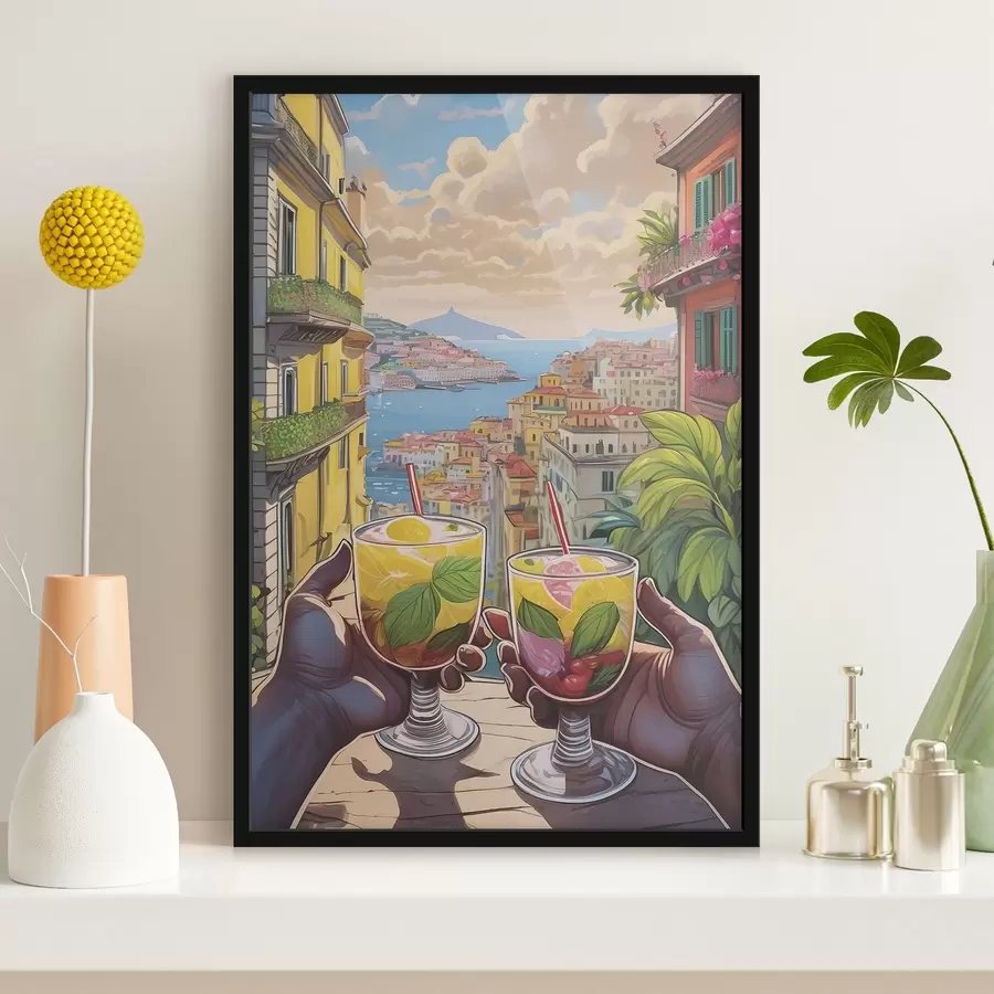 Fototapeedid Paar käsi, kes hoiavad klaase puuviljade ja lehtedega. f38405