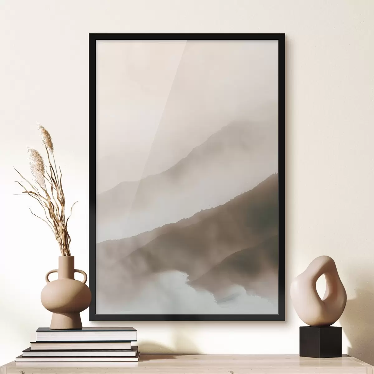 Plakat Pehmed mäed, mis on kaetud uduga f38640