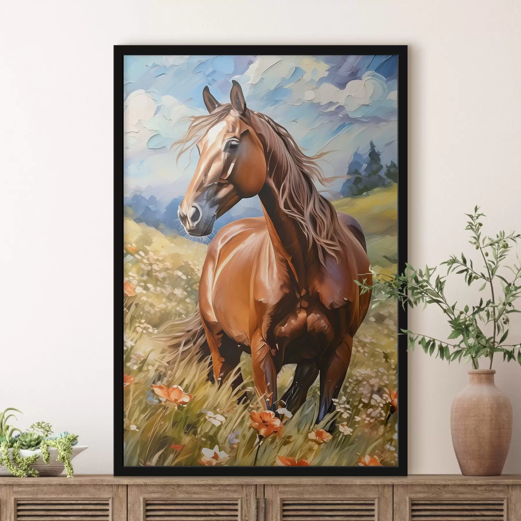 Fototapeedid Hobune lillepõllul f38728