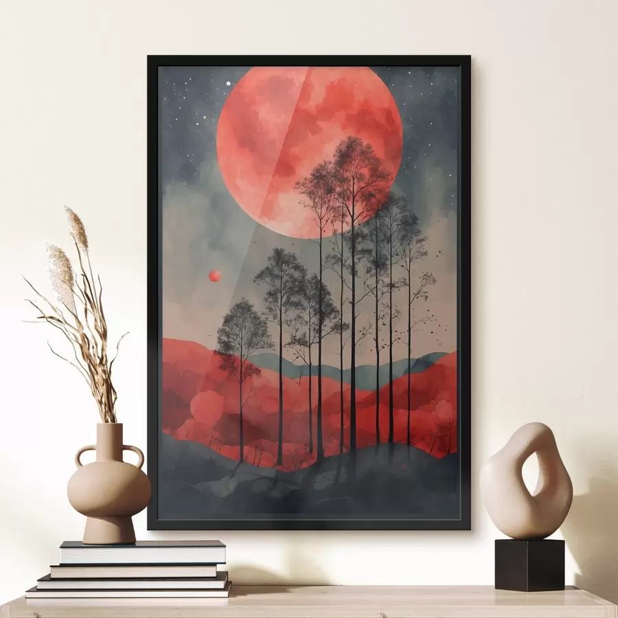 Fototapeedid Salapärane öö karmiinpunase kuu all f38862