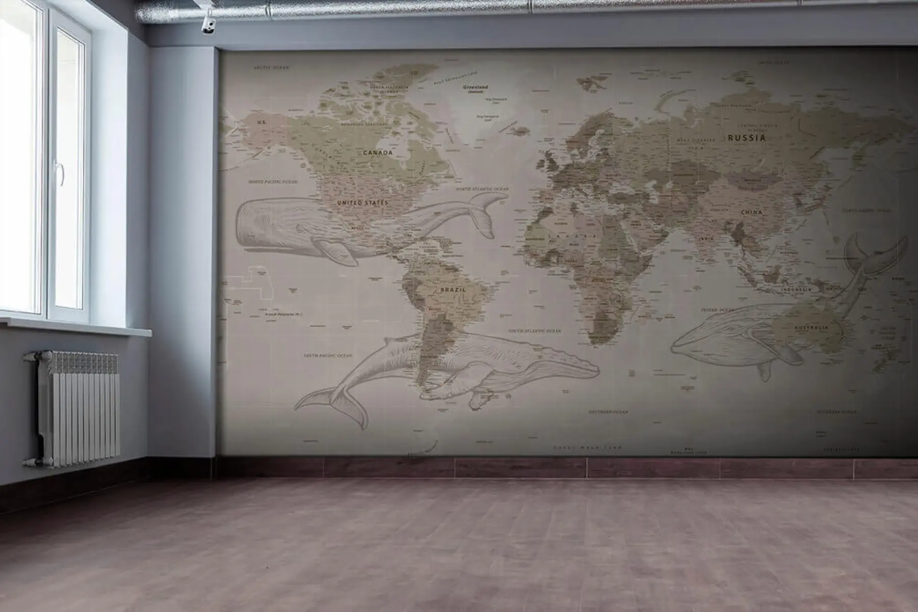 Fototapeedid Maailmakaart vaaladega u50449