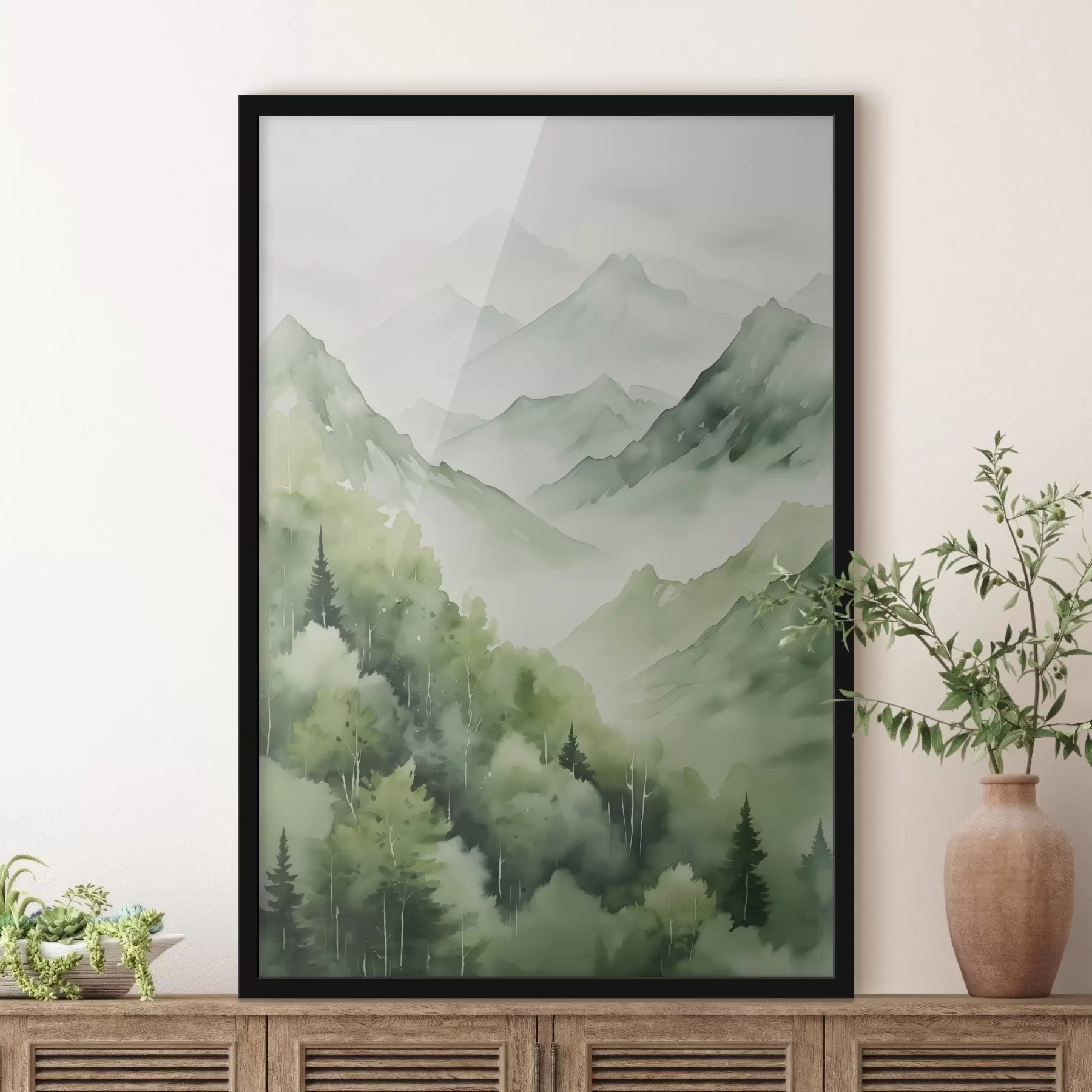 Pilt Lehtpuumets mägedes imitatsioon akvarellist f42122