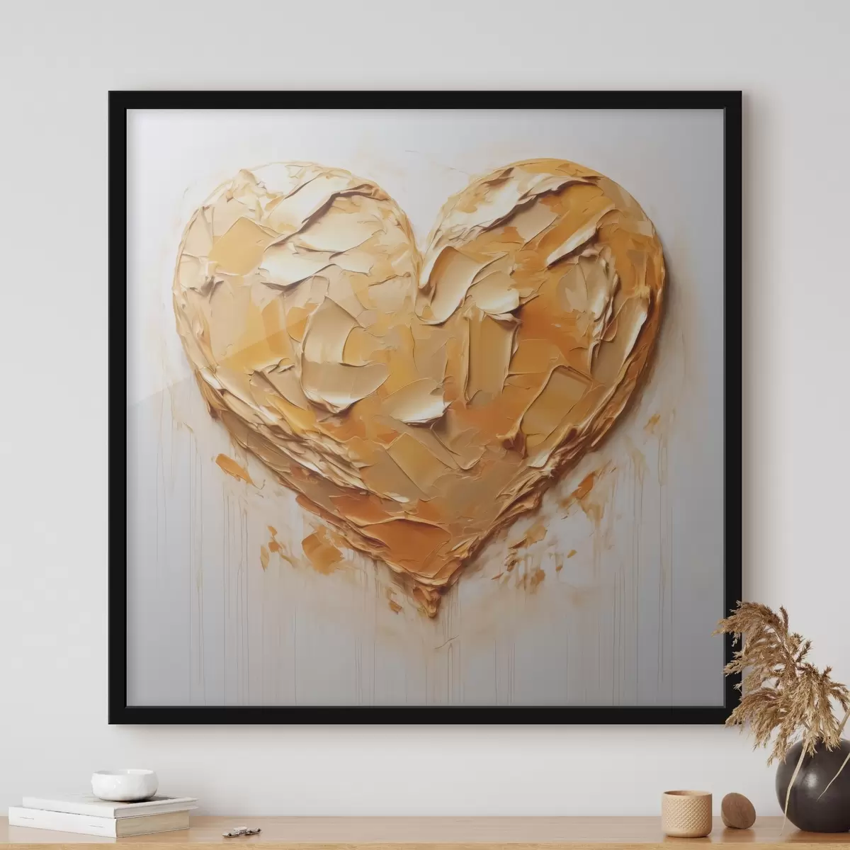 Plakat Südame imitatsioon värvilöögid, kollased ja oranžid toonid f42124