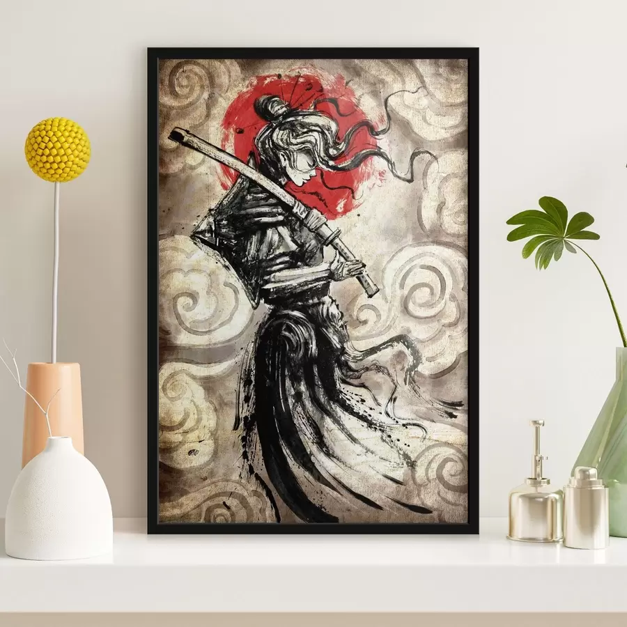 Fototapeedid Kaunis samurai tüdruk katana õlal f33060