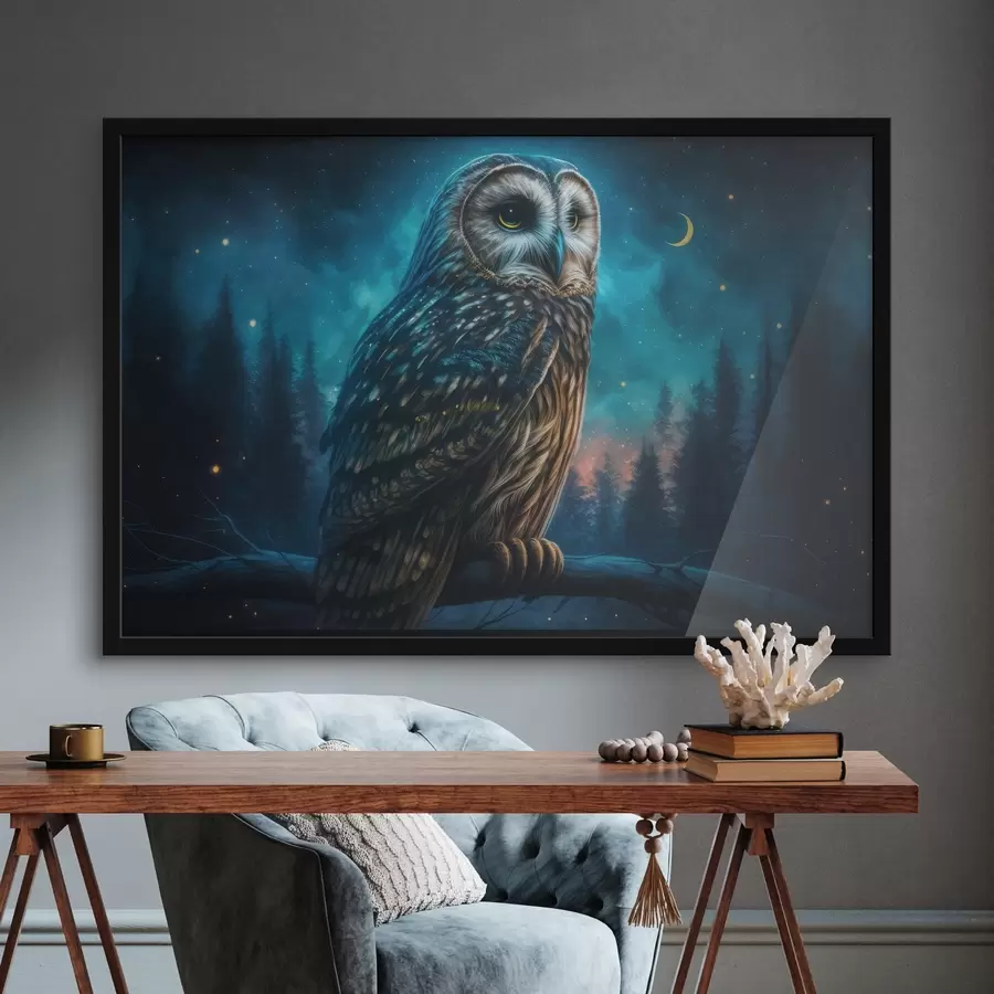 Fototapeedid Öine öine metsas olev öökull f33544