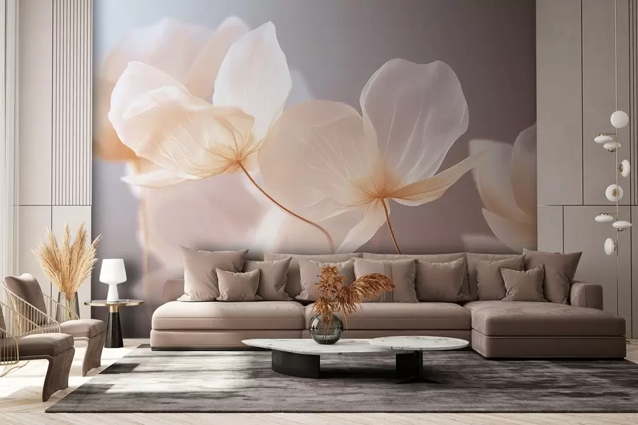 Fototapeedid Lootose kroonlehed, õrn kompositsioon roosa taustaga w08500v1