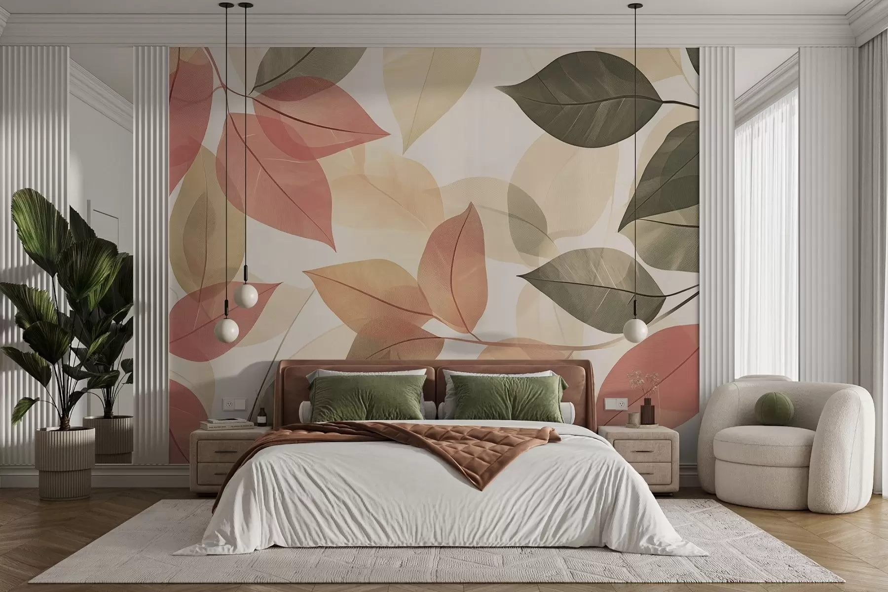 Fototapeedid Punase ja rohelise tooni lehtede oksad w08502