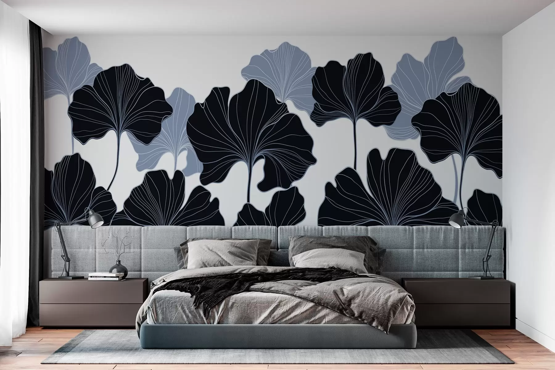 Fototapeedid Stiliseeritud lehtede piirjooned w02525