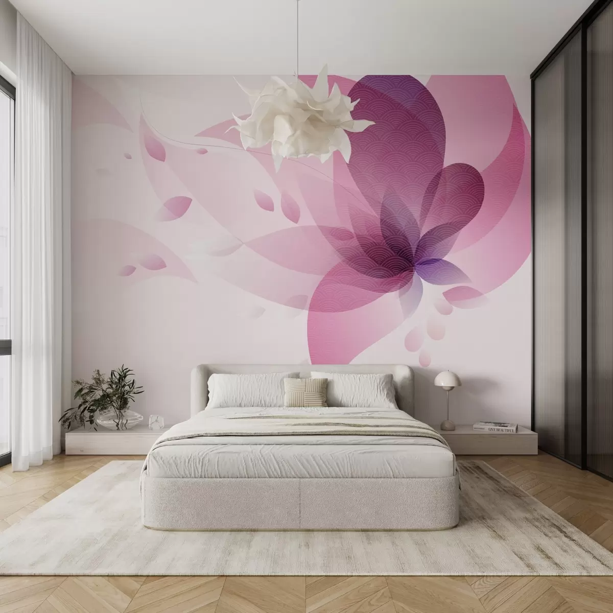 Fototapeedid heleroosa lill on värvitud w02562