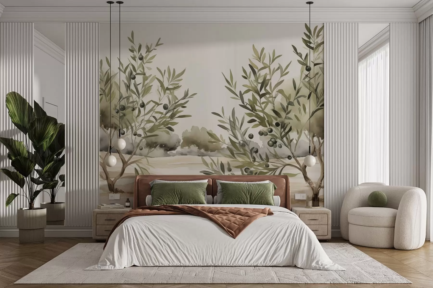 Fototapeedid Oliivipuud abstraktne akvarelli imitatsioon w02583