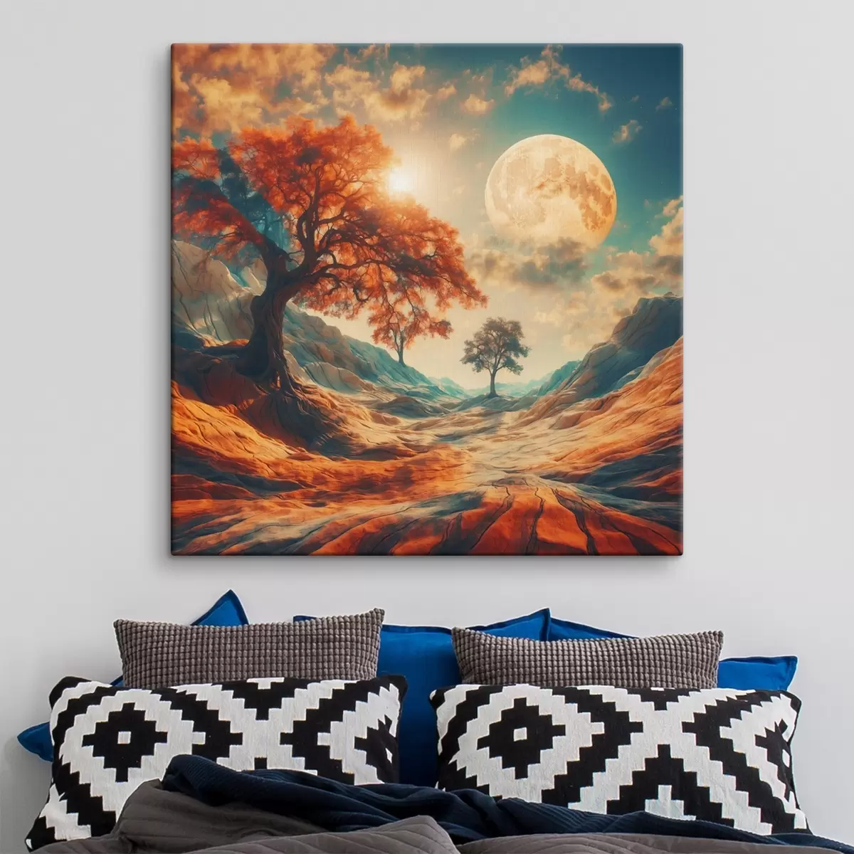 Pilt Puud ja mäed tohutu kuu taustal s41774