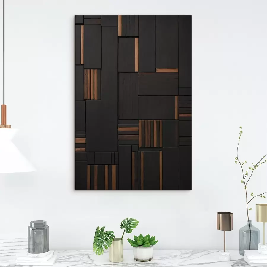 Pilt Puidust plaatide kujutisega sein s41782