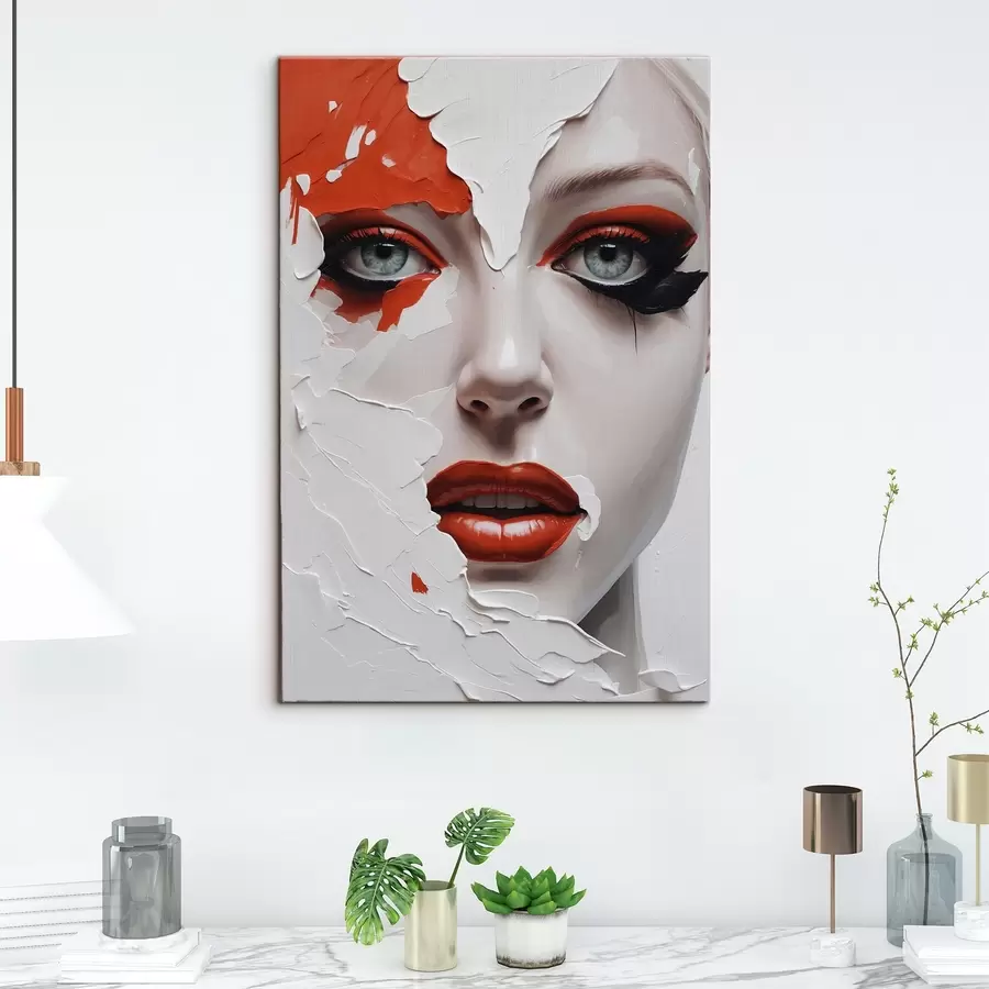 Pilt Tüdruku nägu valge ja oranži värviga s42092