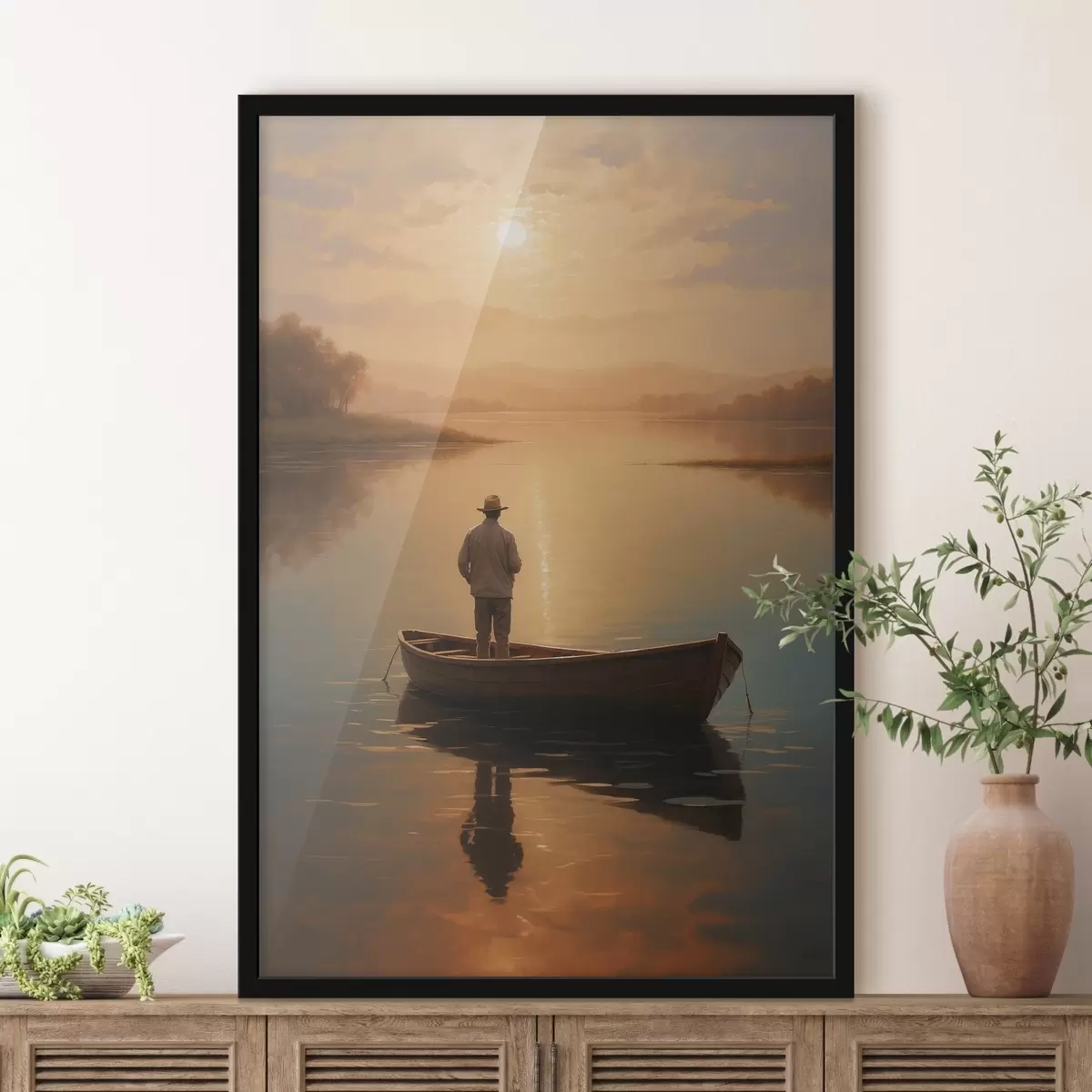 Plakat Mees paadiga keset järve f41770