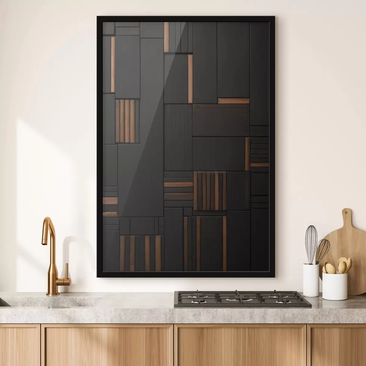 Plakat Puidust plaatide kujutisega sein f41782