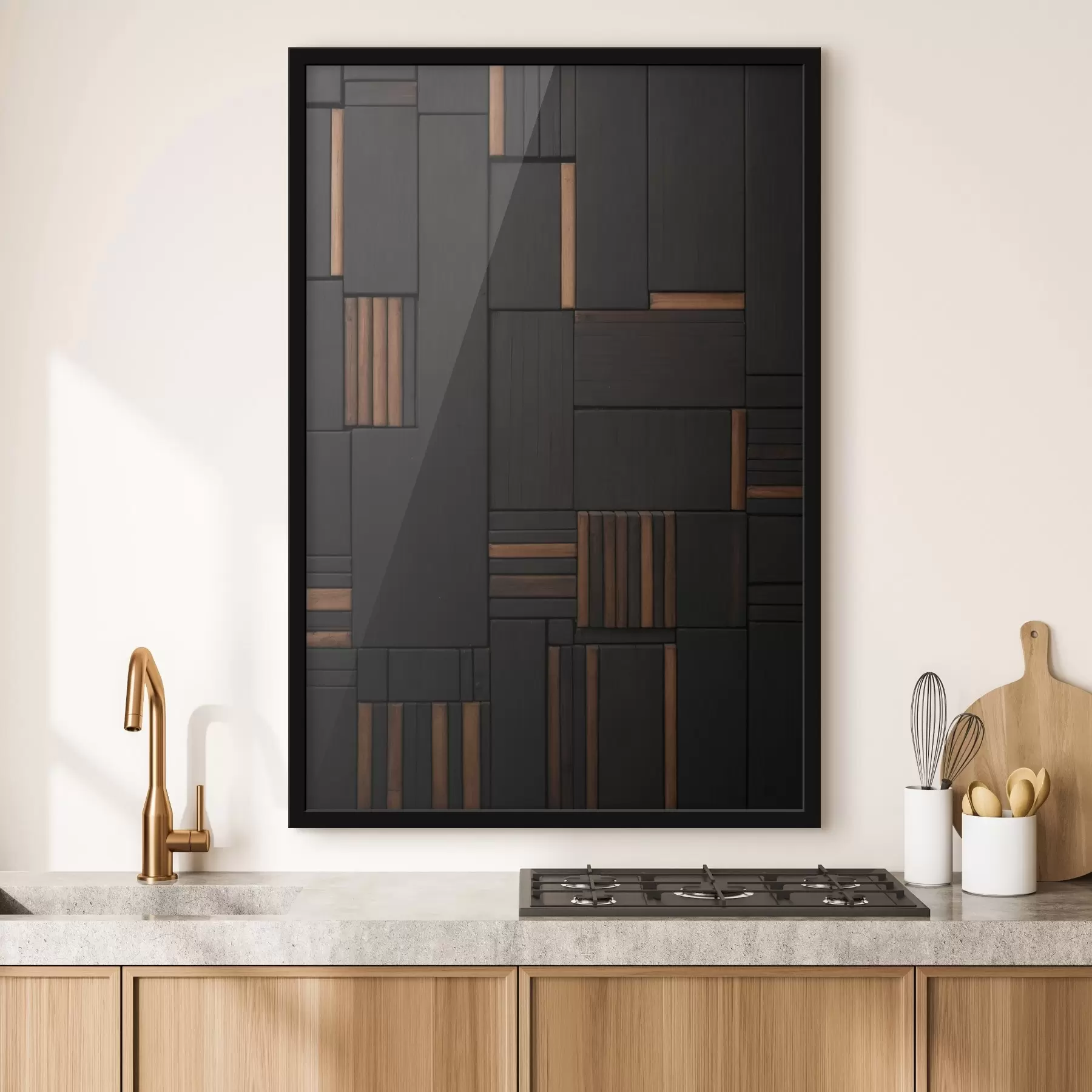 Pilt Puidust plaatide kujutisega sein f41782