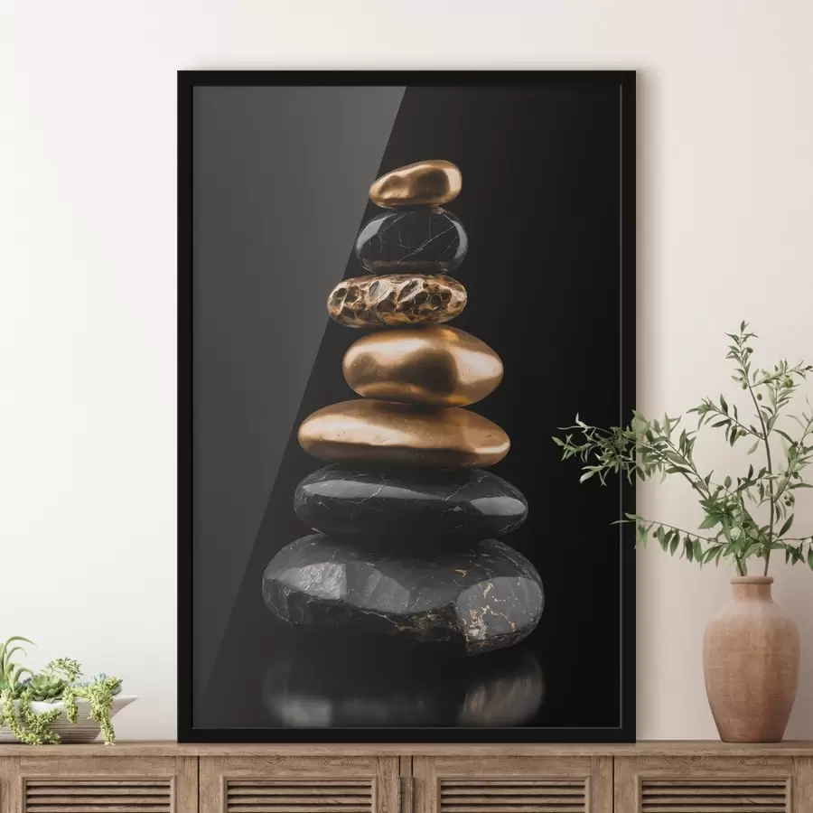 Fototapeedid Mustad ja kollased kivid tumedal taustal f42094