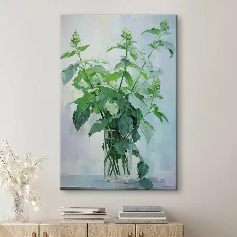 Pilt Taimestik läbipaistvas vaasis, mis imiteerib maali s42148
