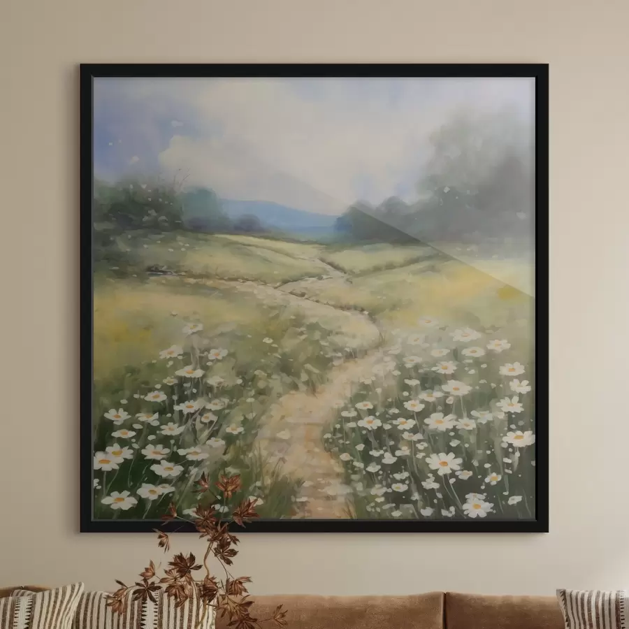 Fototapeedid Maali imitatsiooni heinamaa koos marekatega f42134