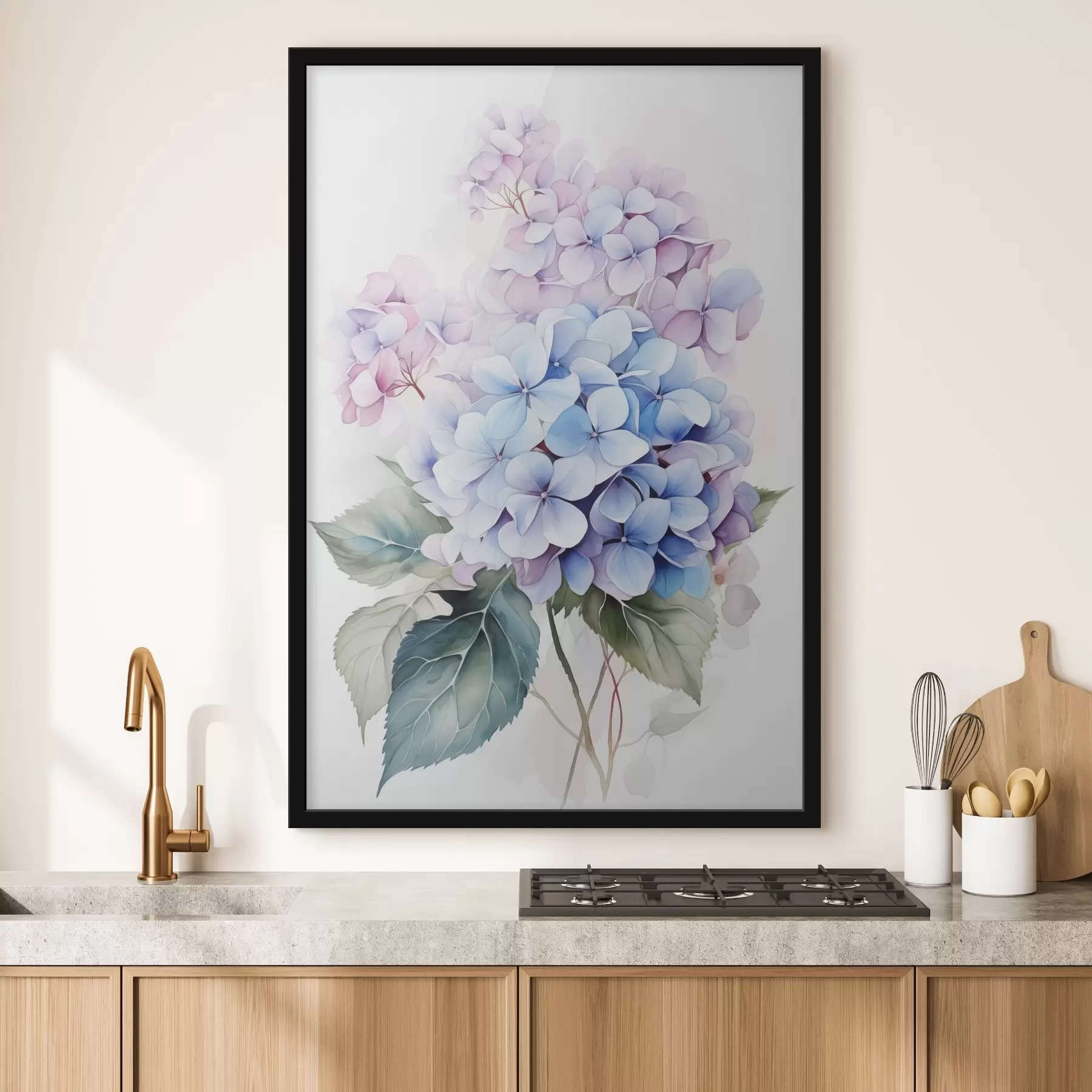 Fototapeedid Haru koos hortensialilledega akvarelli imitatsiooniga f42143