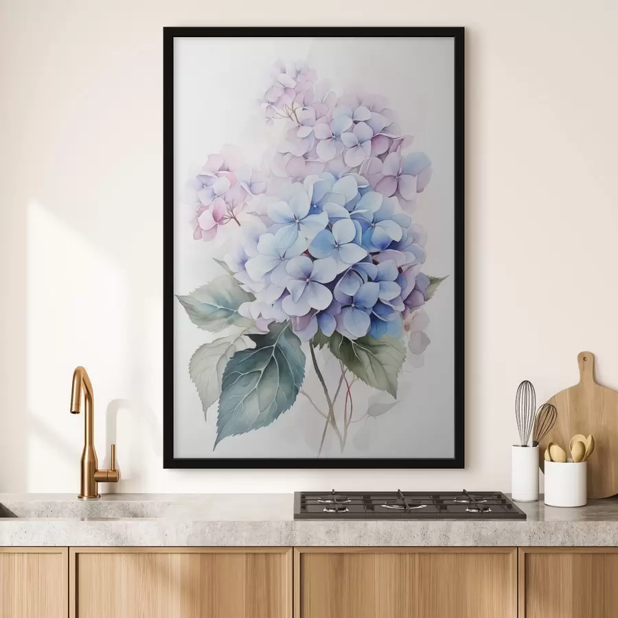 Fototapeedid Haru koos hortensialilledega akvarelli imitatsiooniga f42143