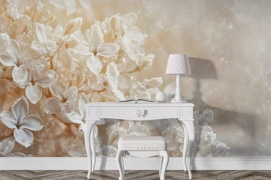 Fototapeedid Õrnad valged lillad lillad pehme, kollase hägustatud taustaga w08533