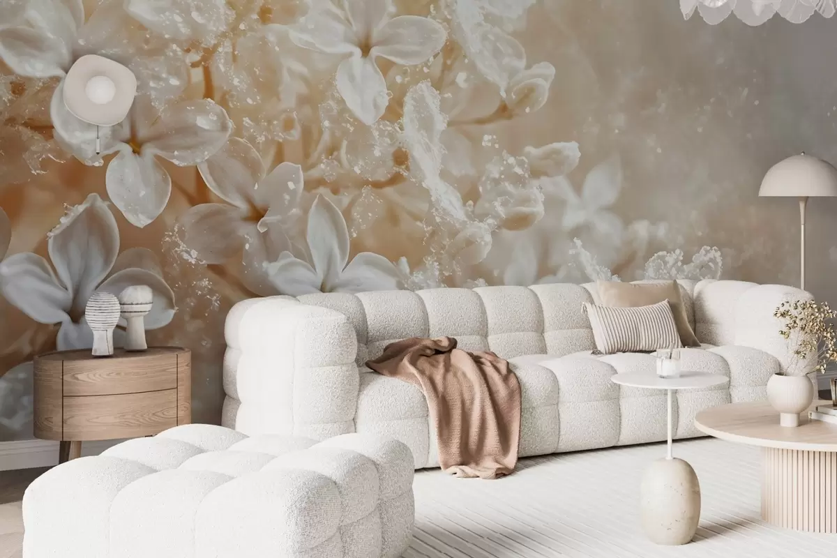 Fototapeedid Õrnad valged lillad lillad pehme, kollase hägustatud taustaga w08533