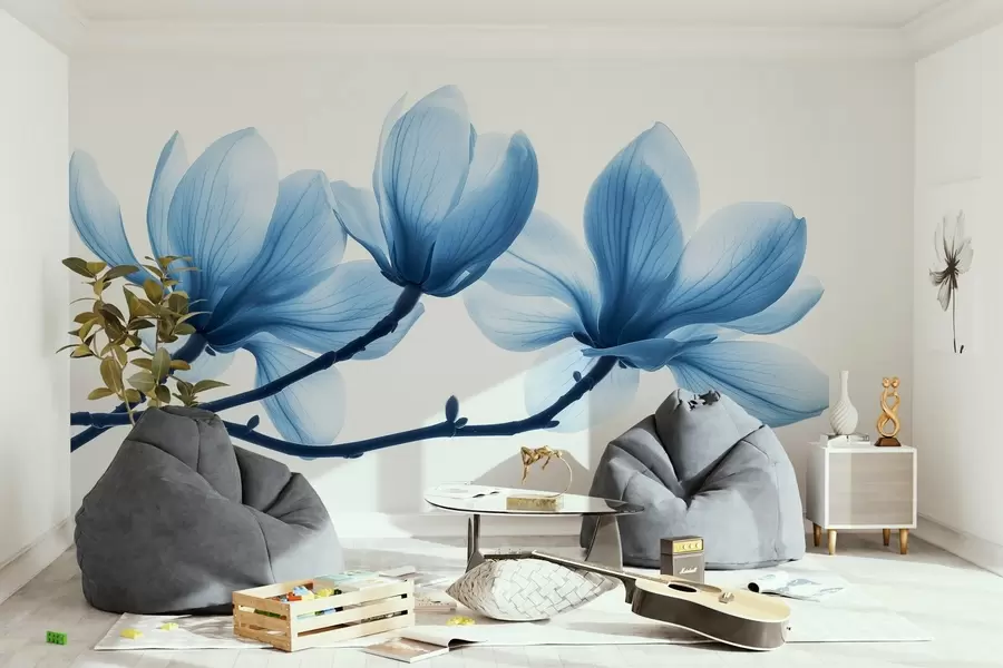 Fototapeedid õrnad sinised magnooliaõied okstel w02633