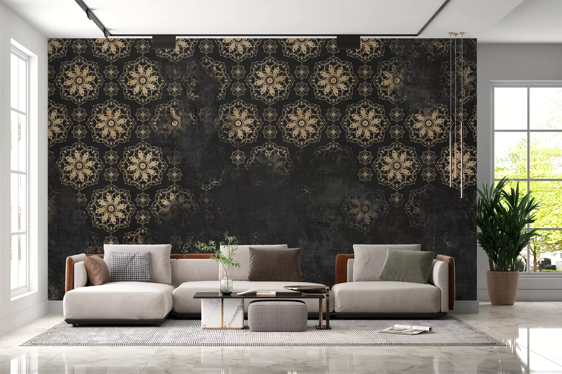 Fototapeedid Vintage disain mandala elementidega ja kahjustatud efektiga w02551