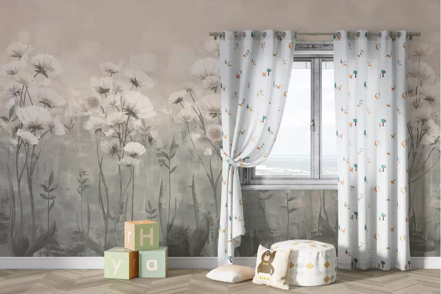 Fototapeedid Õrnad pintslitõmmetega metsalilled pastelsetes värvides w02629v2