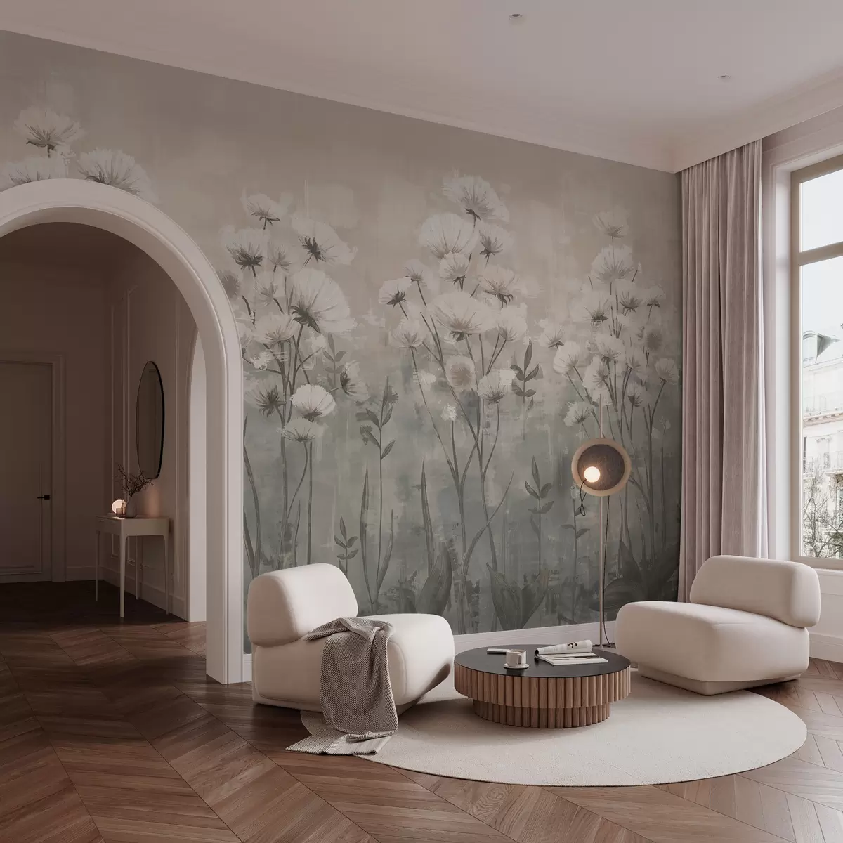 Fototapeedid Õrnad pintslitõmmetega metsalilled pastelsetes värvides w02629v2