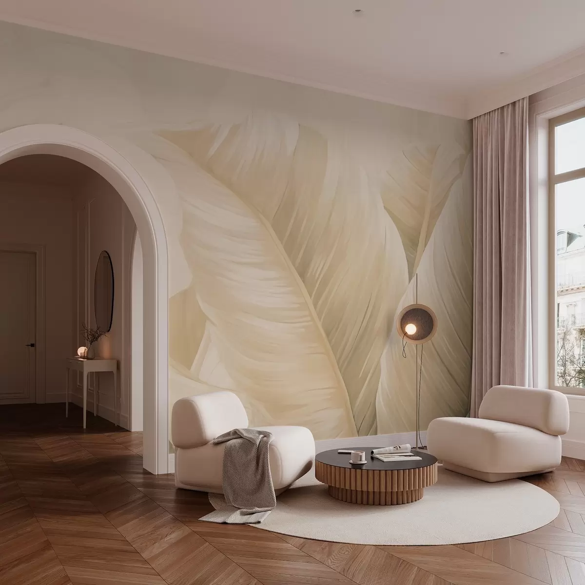 Fototapeedid Suured kreemjad banaanilehed w02573