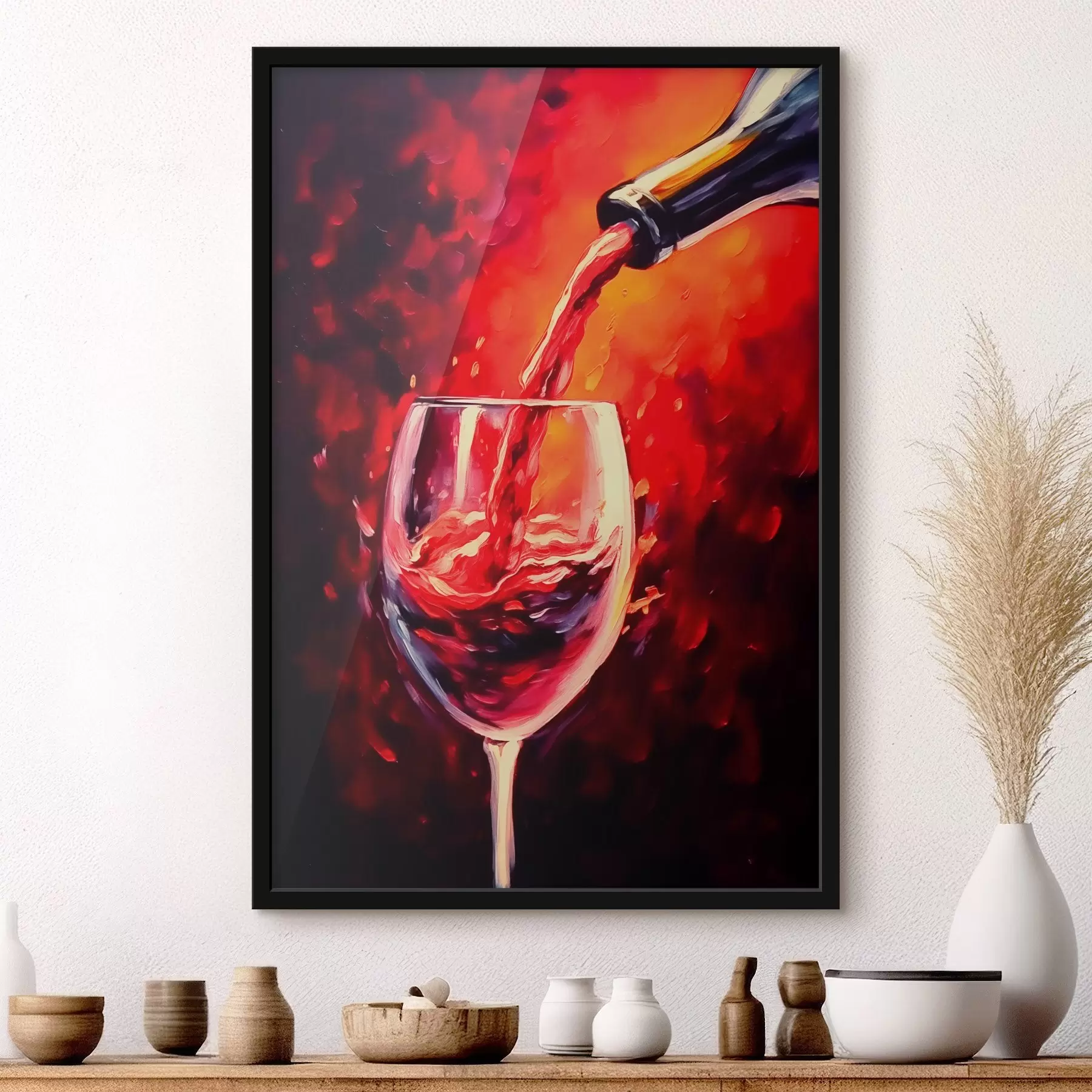 Pilt Punane vein klaasi taustal tulekahju hõõgumise taustal f42162