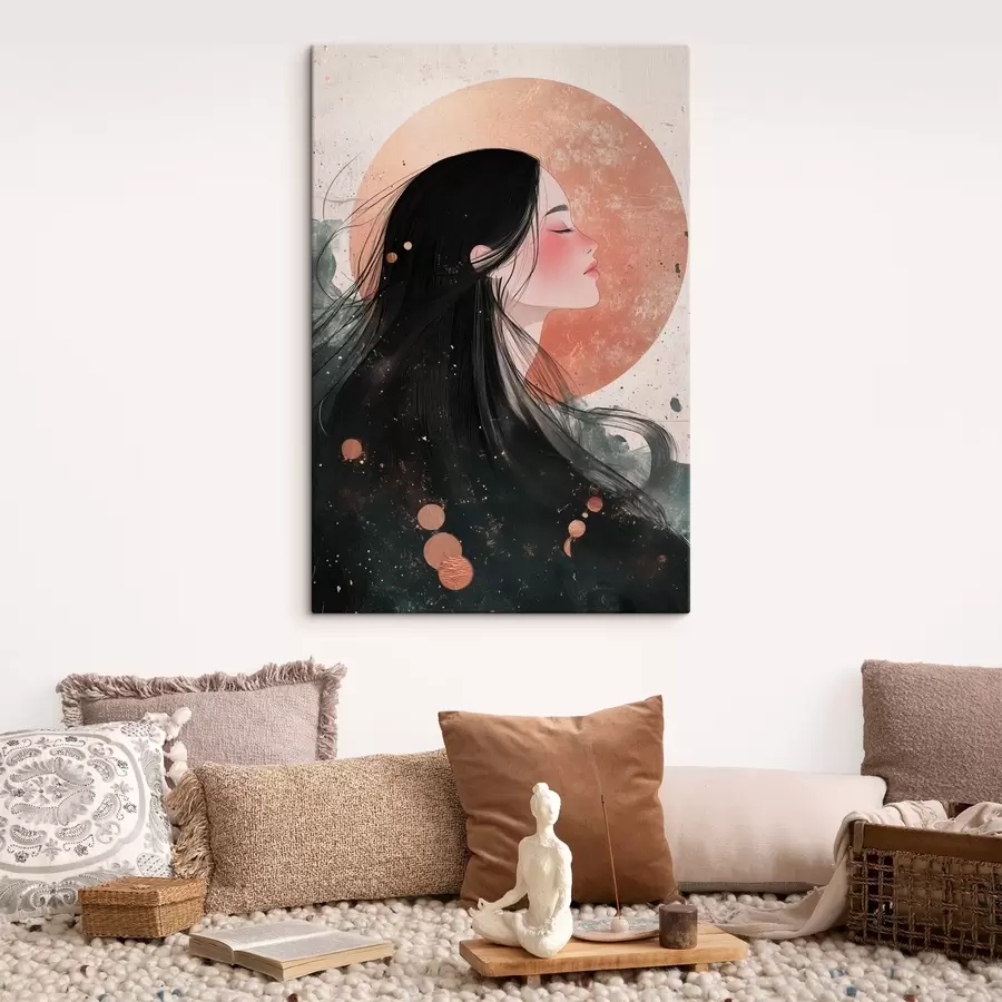 Pilt Ilus tüdruk, idamaine stiil, päike, roosad värvid s42195