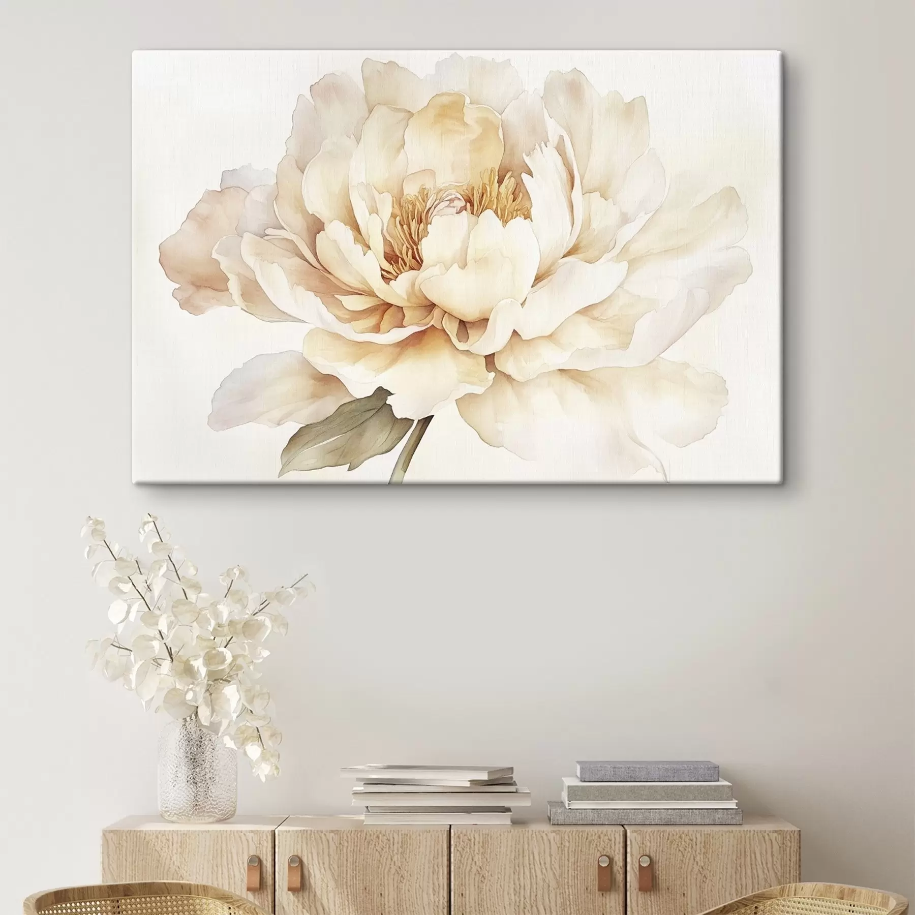 Fototapeedid Kaunis pojengilill, pehmed kreemjad värvid, akvarellstiilis s42201