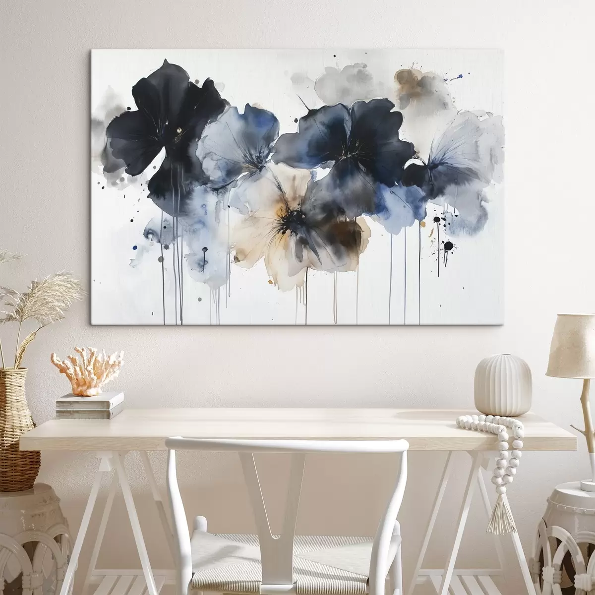 Pilt Akvarell lilled, voolav stiil, sinised värvid s42207