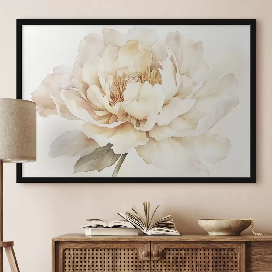 Fototapeedid Kaunis pojengilill, pehmed kreemjad värvid, akvarellstiilis f42201