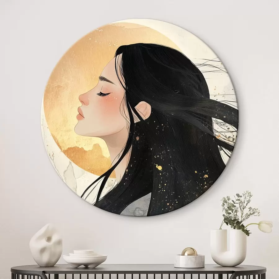 Pilt Ilus tüdruk tumedate juustega, idamaine stiil, päike r42194