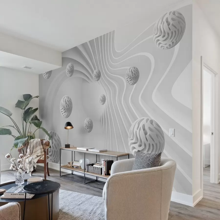 Fototapeedid 3D hall abstraktsioon koos kerade ja sügavusefektiga w08553