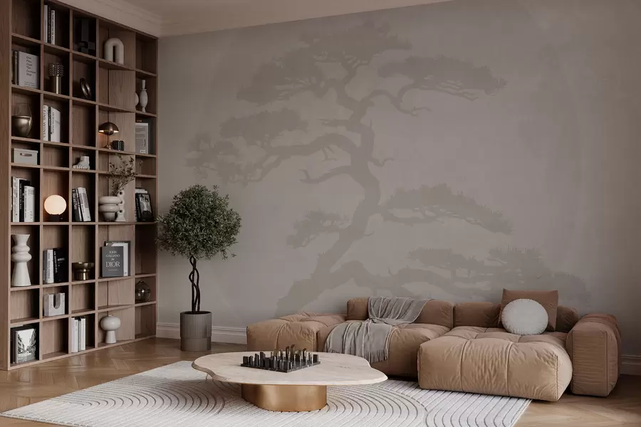 Fototapeedid Jaapani bonsai puu ja geomeetria grunge taustal w08554v1