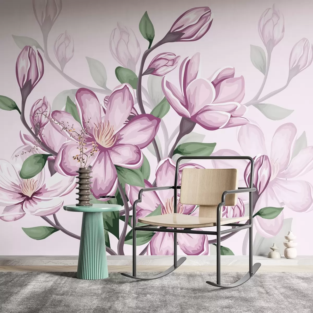 Fototapeedid suured roosad lilled w02663