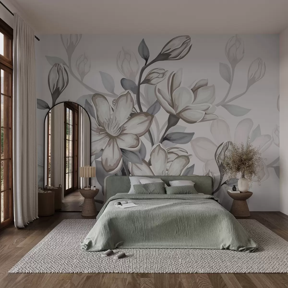 Fototapeedid suured valged lilled w02663v2