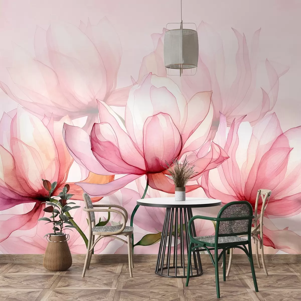 Fototapeedid suured roosad lilled w02674