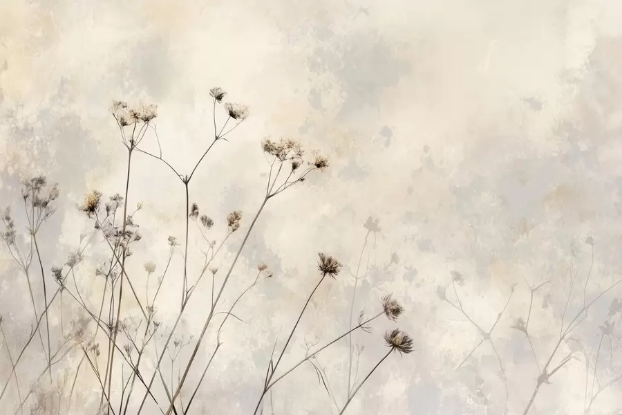 Fototapeedid ökostiilis tapeet metsikute taimedega pastelsetes värvides w02684