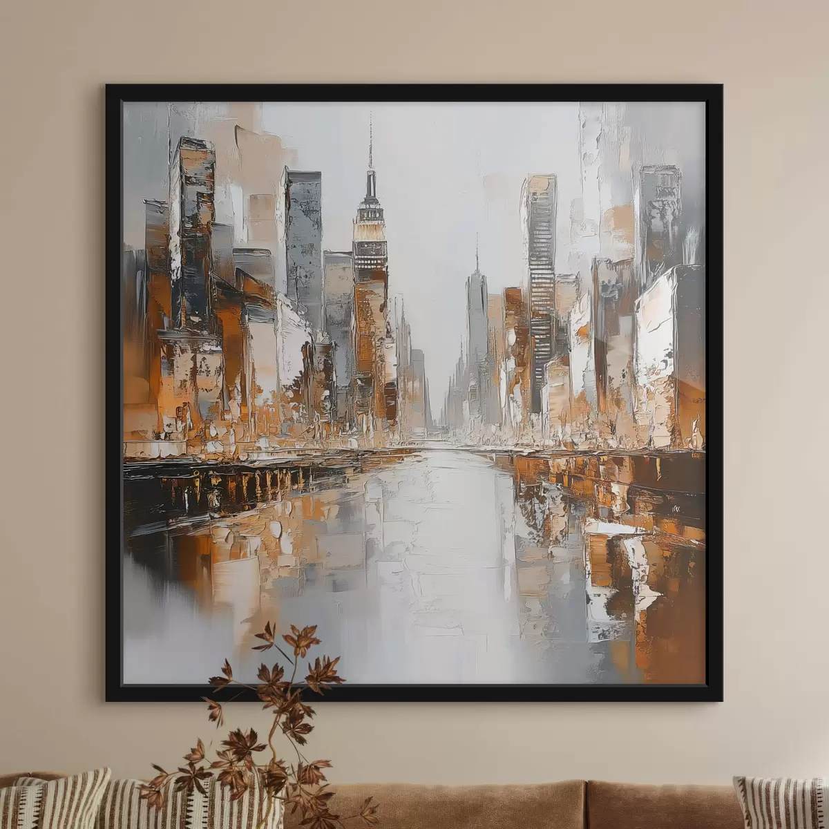 Plakat Abstraktne linn koos pintslitõmmete imitatsiooniga f42133